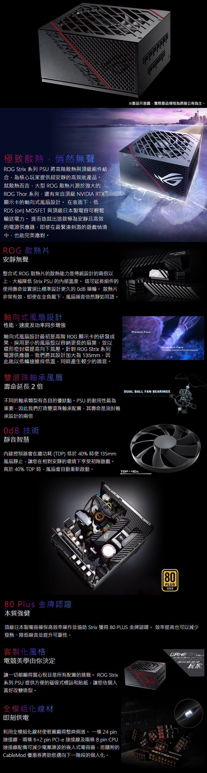ASUS 華碩 ROG-STRIX-850G 850W 金牌 全模組 電源供應器 (10年保)《黑》