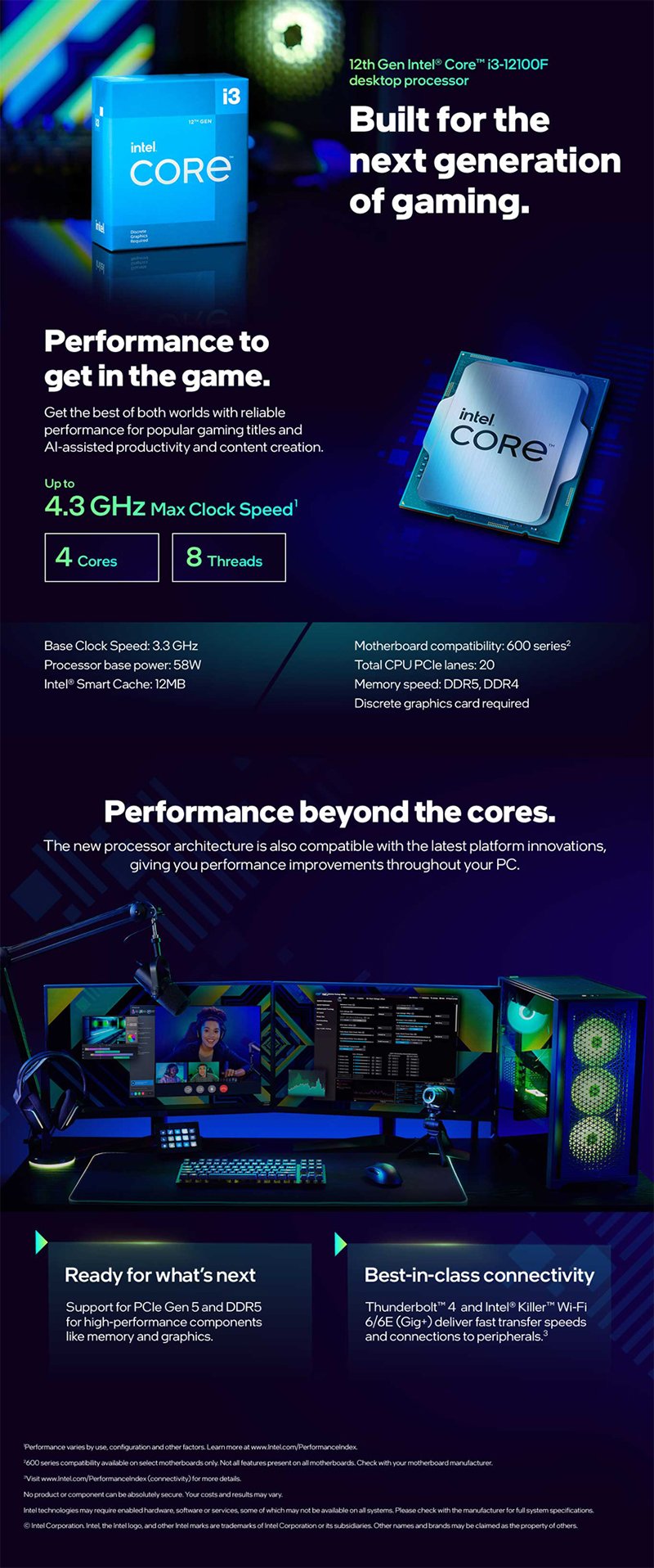 Intel 第12代Core i3-12100F 4核8緒處理器《3.3Ghz/LGA1700/無內顯